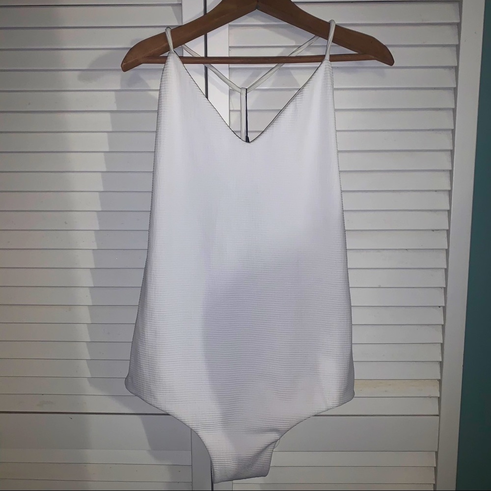 Benoa Palm X Pyzel White Ribbed One Piece